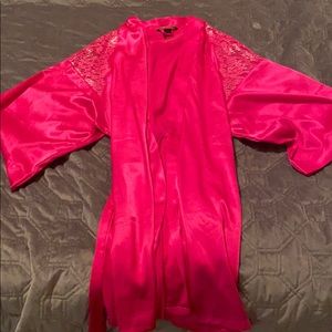 Sexy pink satin robe
